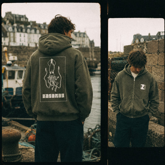 Vintage Olive Oversized Zipped Hoodie